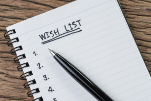 In-store customer wishlist service for personalized holiday gift shopping.